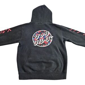 Santa Cruz Hoodie No Size Tag Black Japanese Graphic Y2K Pullover Streetwear